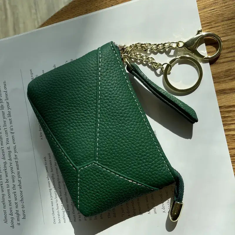 Genuine Leather Coin Purse Wallet with Keychain