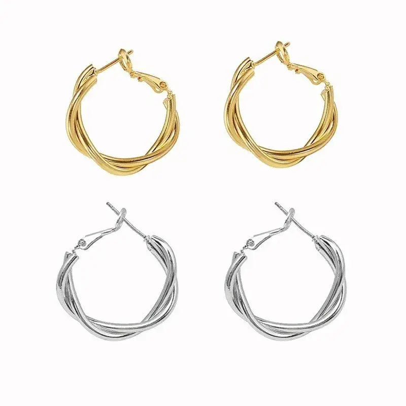 Simple Stainless Steel Gold or Silver Hoop Earrings