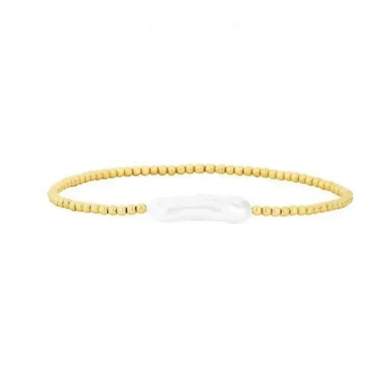 18K Gold Plated Copper Pearl and Gold Beaded Ball Bracelet