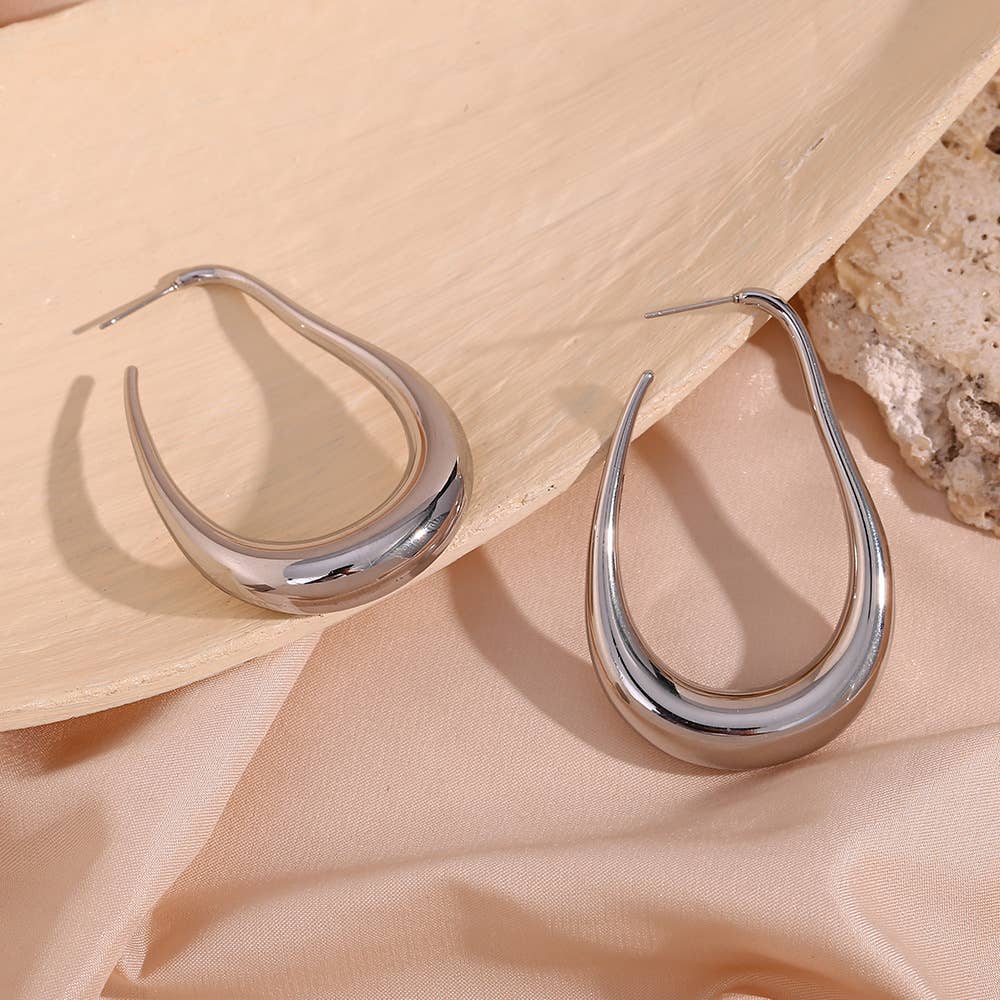 Geometric 18K Gold Plated Stainless Steel Earrings Hoops