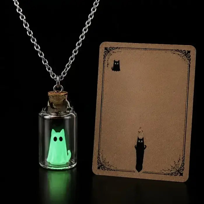 Glow in the Dark Ghost Necklace Halloween Pendant