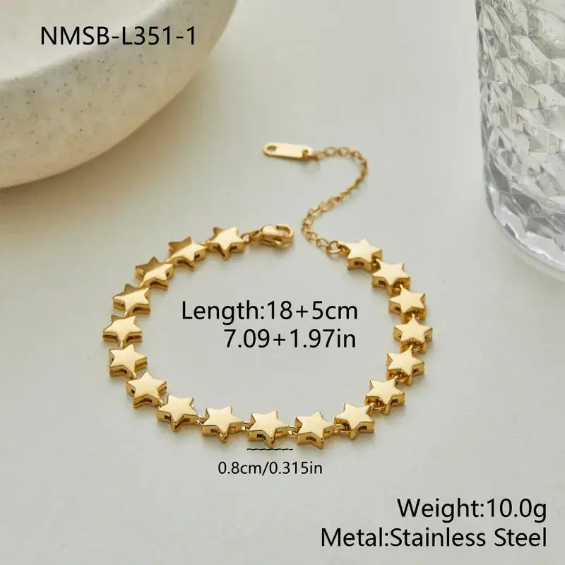 18K Gold Star Bracelet – Stainless Steel PVD in Silver/Gold