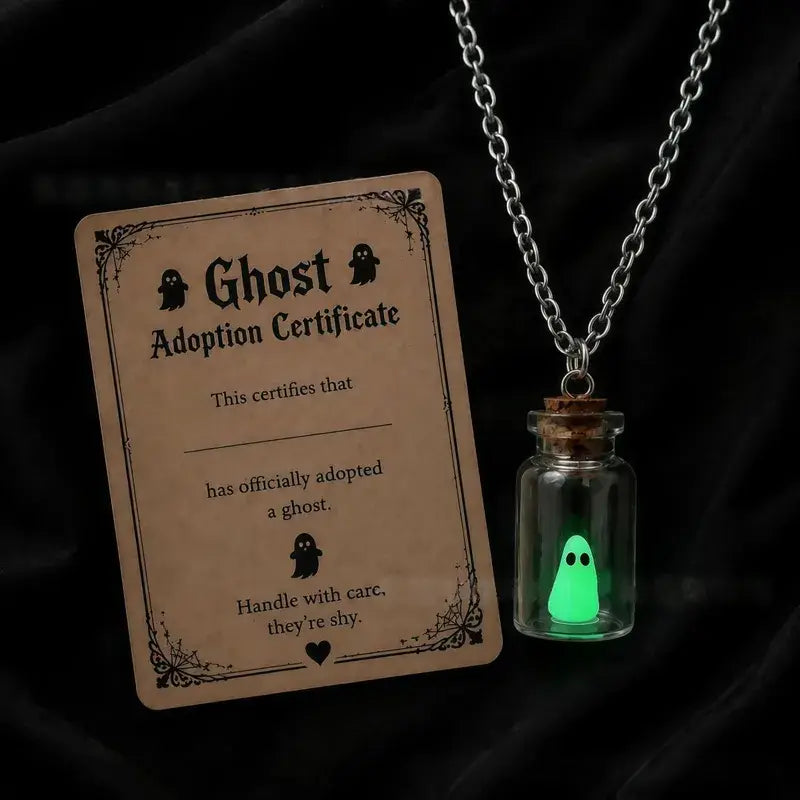 Glow in the Dark Ghost Necklace Halloween Pendant
