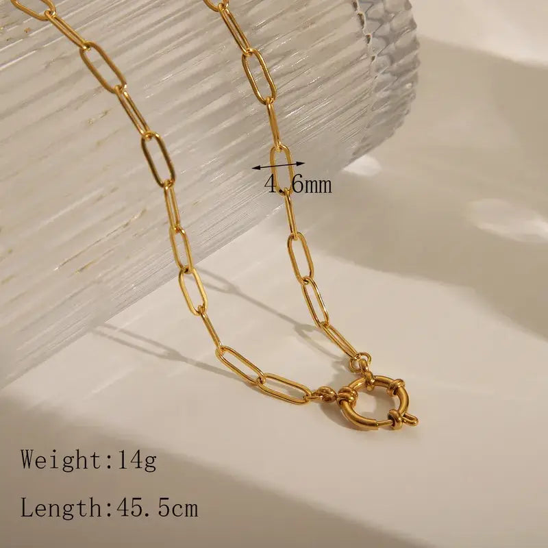18K Gold Plated Stainless Steel Charm Necklace Jewelry