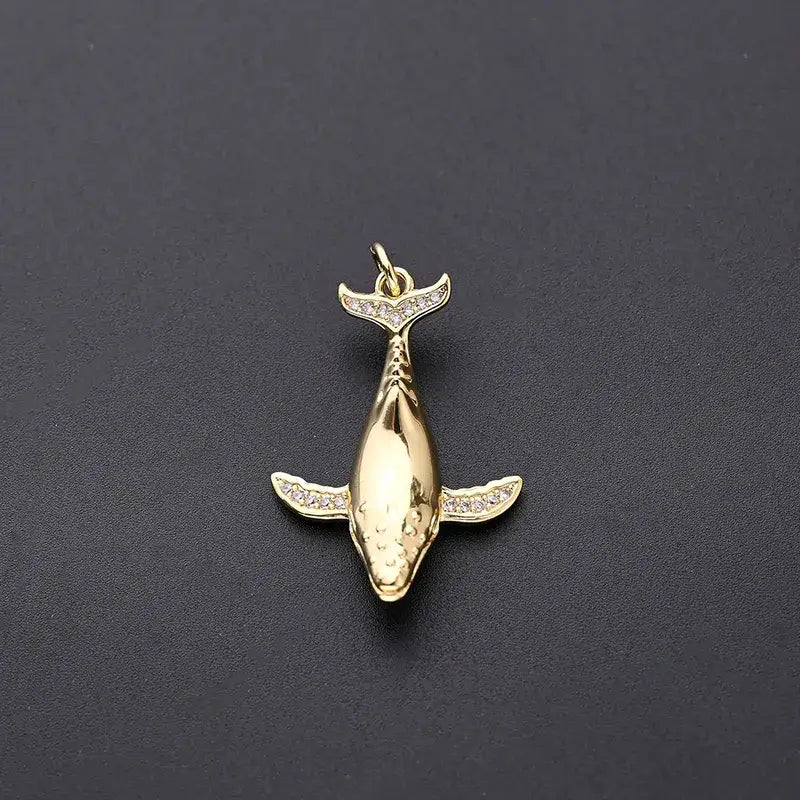 Gold Plated Whale Charm for Pendant Necklace