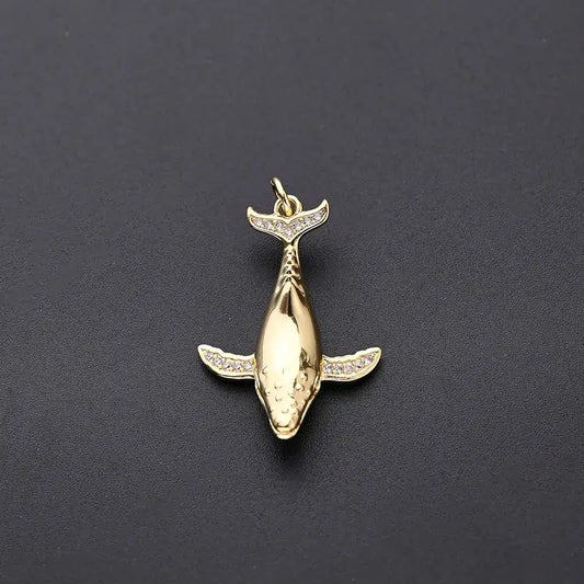 Gold Plated Whale Charm for Pendant Necklace