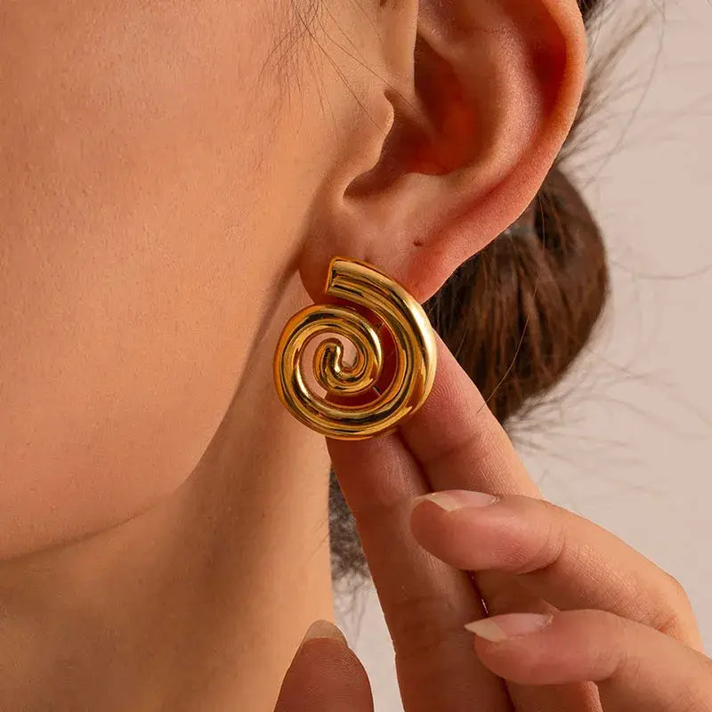 Swirl Spiral Earrings in Silver or Gold