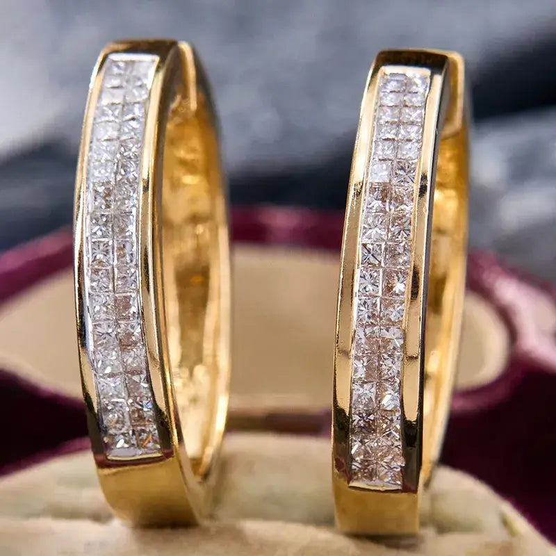 Geometric Zircon Earrings – KC Gold Plated