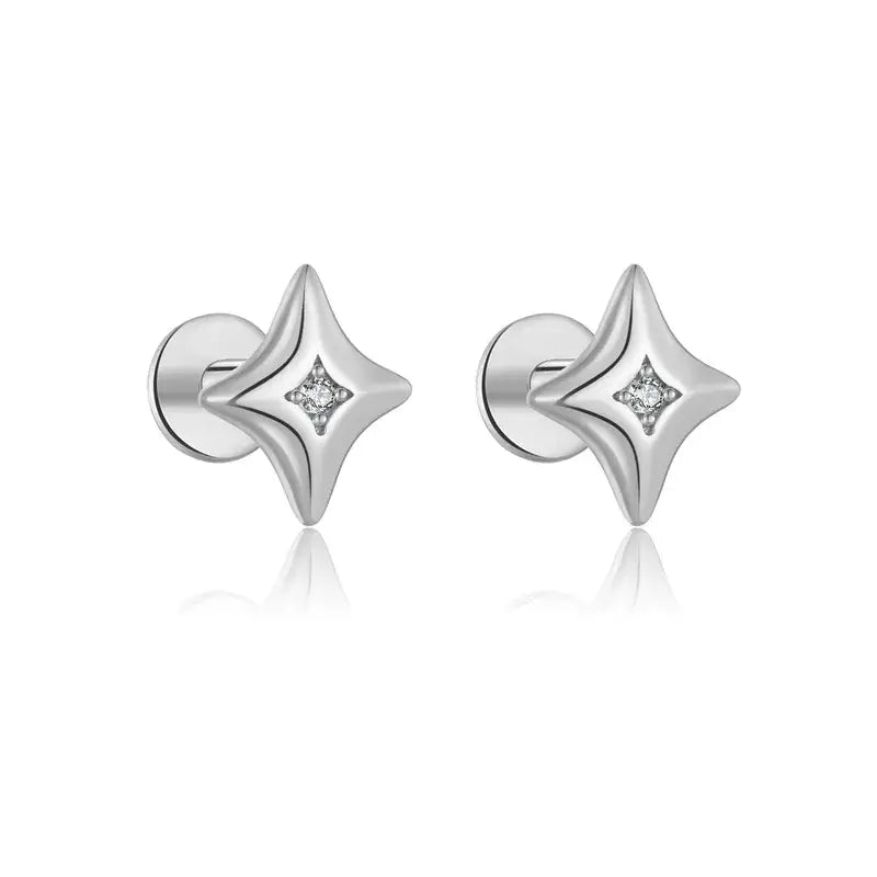 18K Gold Plated 925 Sterling Silver Zircon Stud Earrings