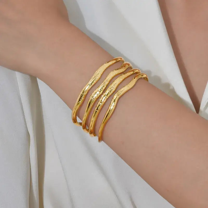 Three Layer Gold Bangle Bracelet – Stainless Steel