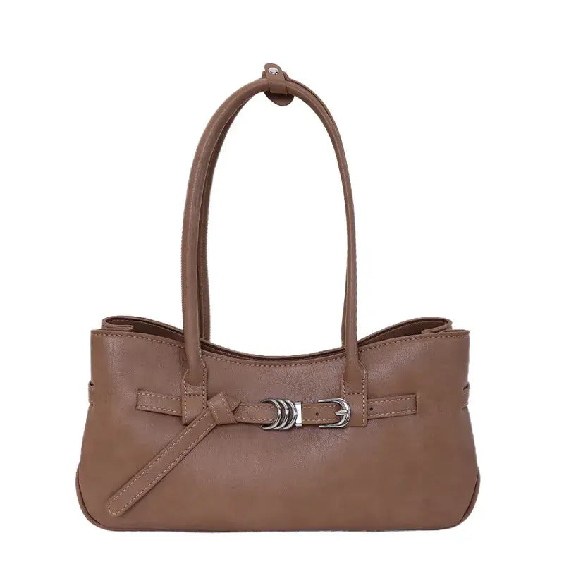 Y2K Buckle PU Leather Shoulder Bag – Multiple Colors