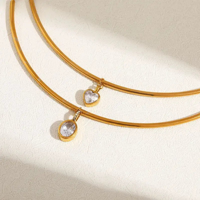 18K Gold Plated Teardrop Zircon Pendant Necklace