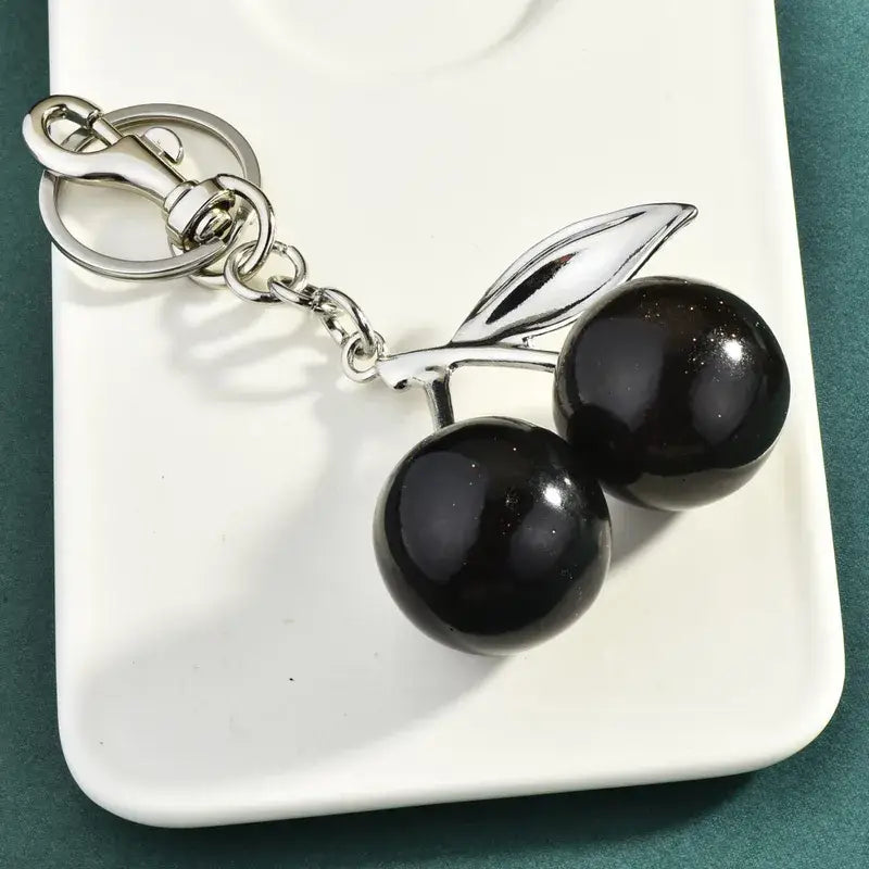 Stainless Steel Cherry Charm Keychain Jewelry