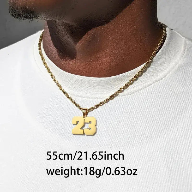 Sports Number Pendant Charm – Stainless Steel