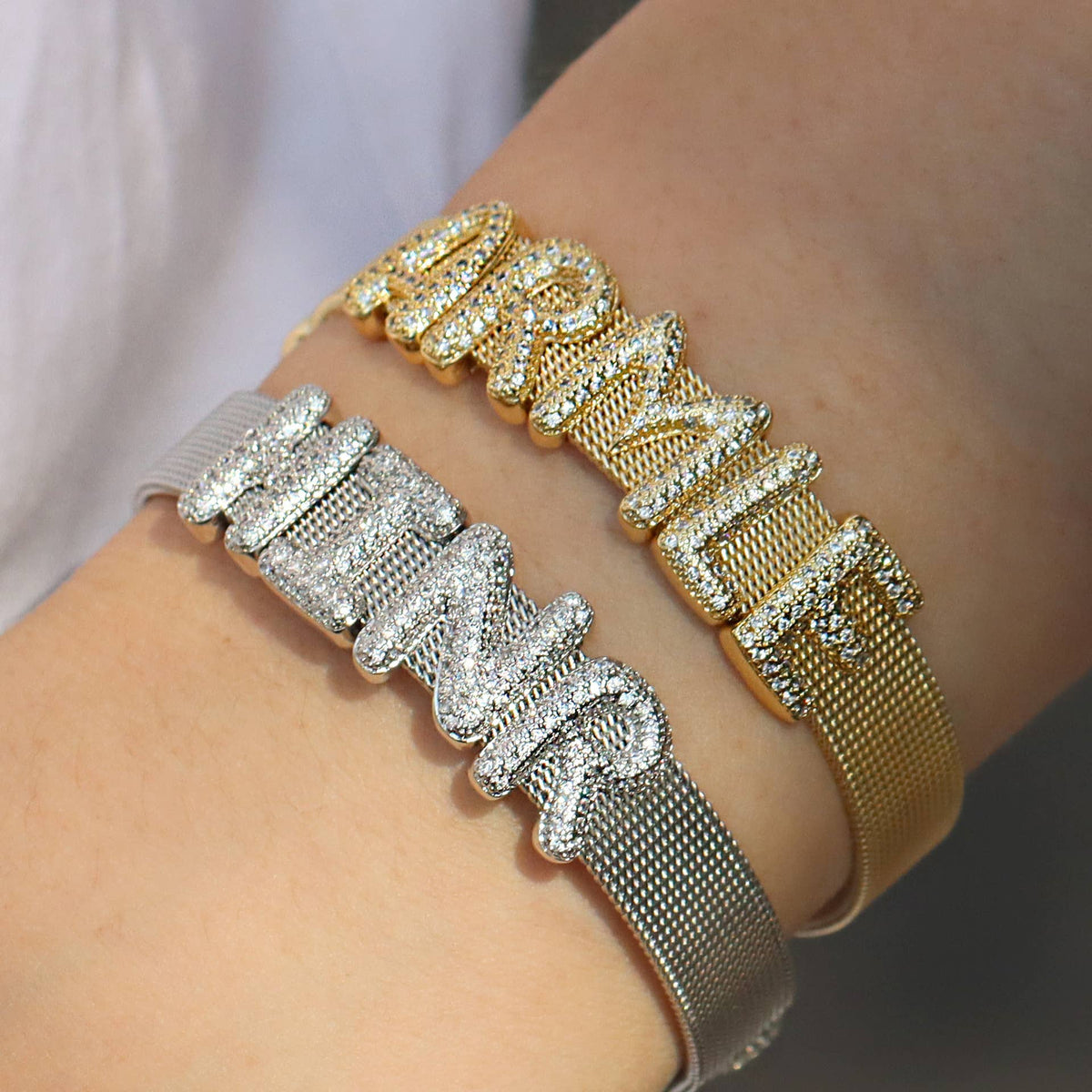 Gold Plated Bubble Letter Bracelet Jewelry