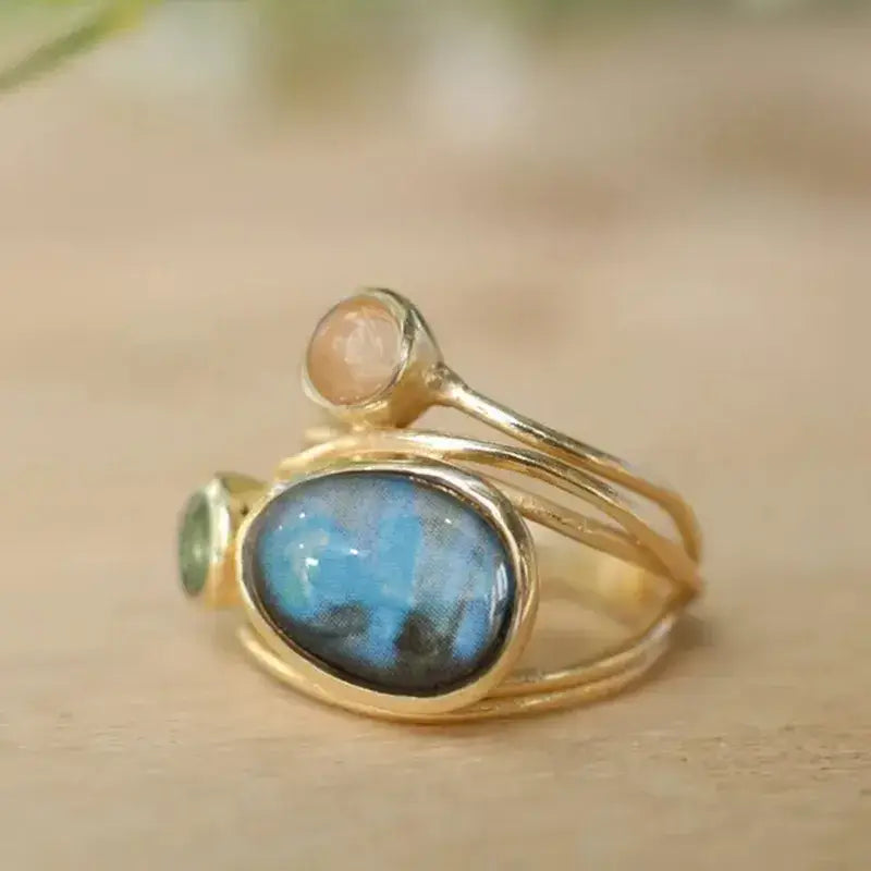 Geometric Gold Plated Copper Statement Ring