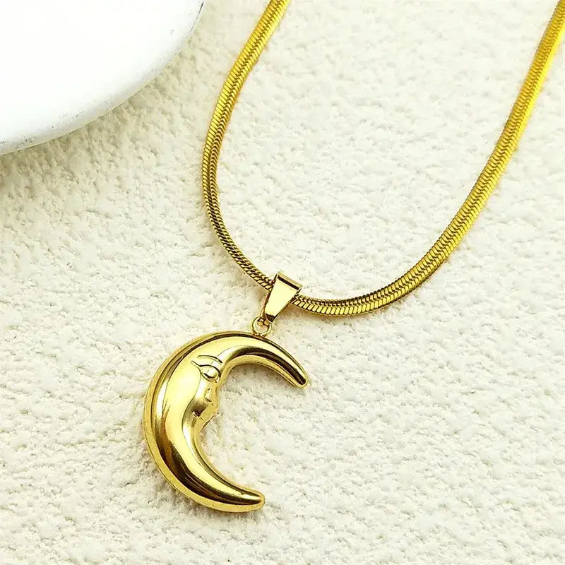 Moon Necklace – Gold Stainless Steel
