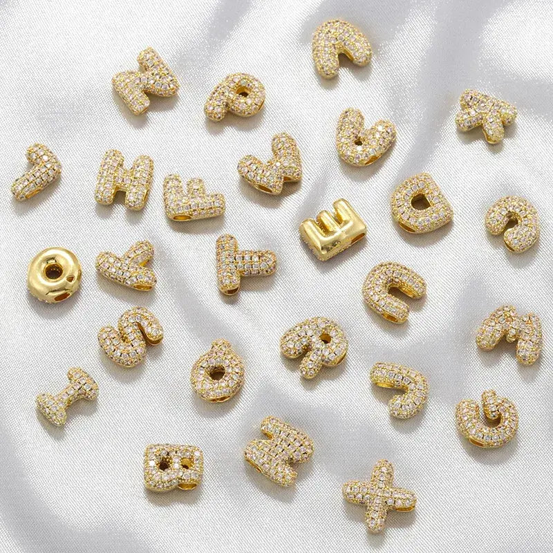 Rhinestone Mini Initial Letter Charms in Silver or Gold