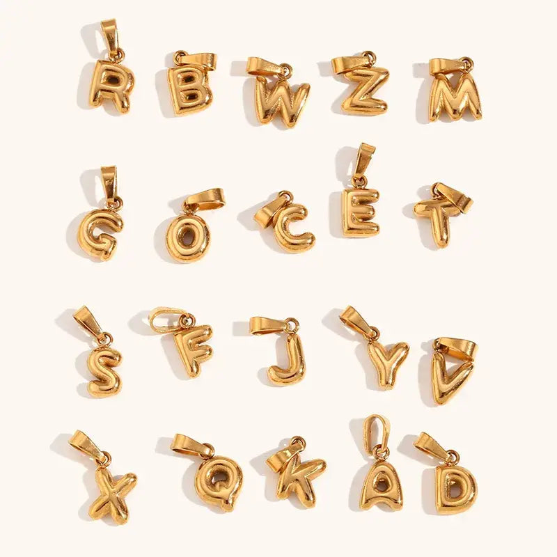 Initial Letter 18K Gold Plated Stainless Steel Charms