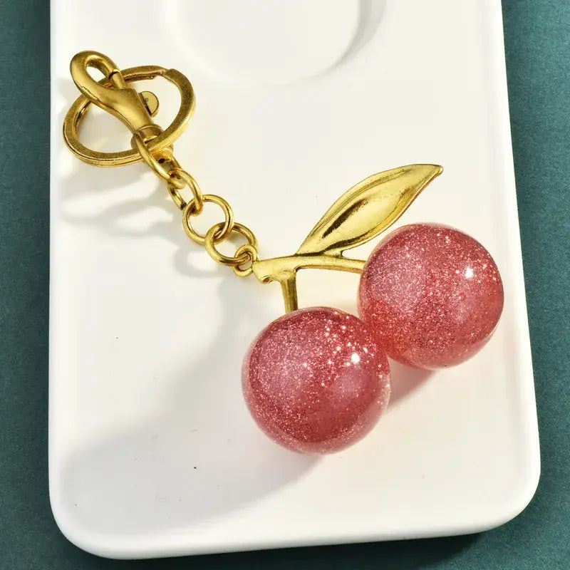 Stainless Steel Cherry Charm Keychain Jewelry
