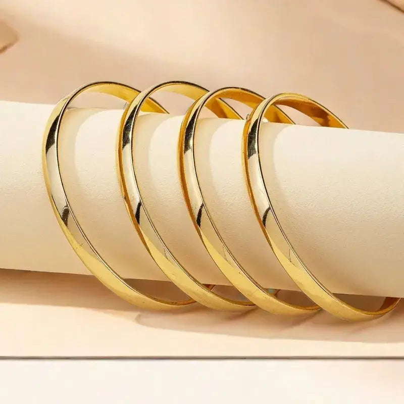 4 Piece Gold or Silver Bangle Bracelet Set