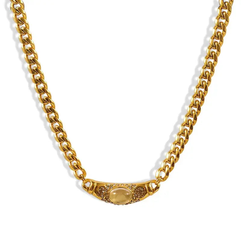Retro Geometric Gold Pendant Necklace