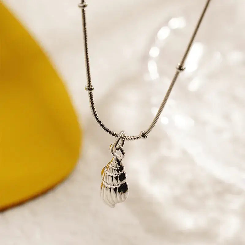 Beach Shell Pendant Necklace in Silver or Gold Jewelry