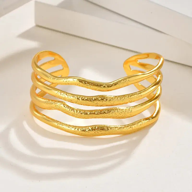 Three Layer Gold Bangle Bracelet – Stainless Steel
