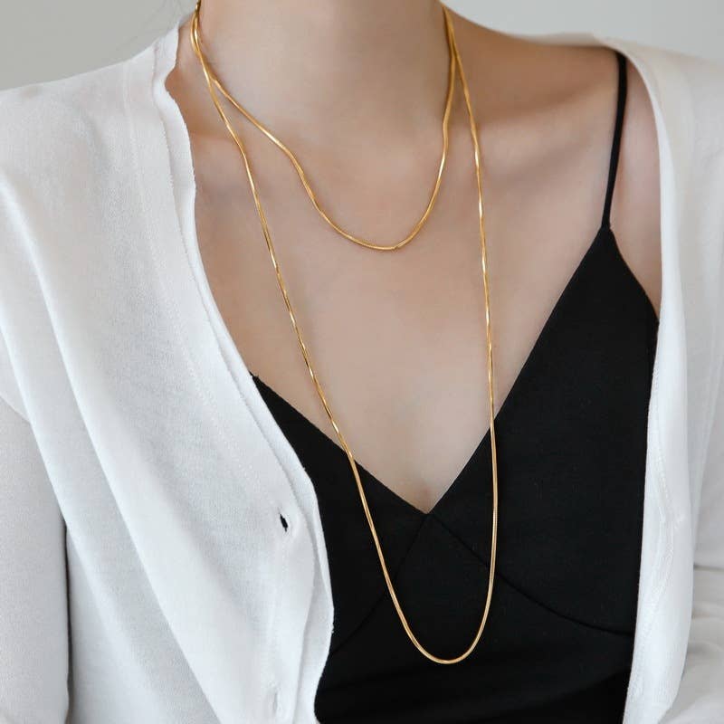 Layering Stainless Steel Gold Plated Chain Necklace