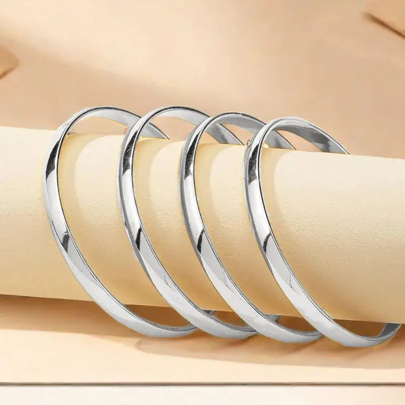 4 Piece Gold or Silver Bangle Bracelet Set