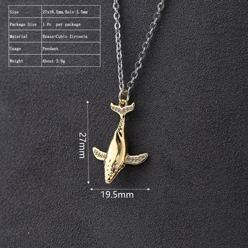 Gold Plated Whale Charm for Pendant Necklace