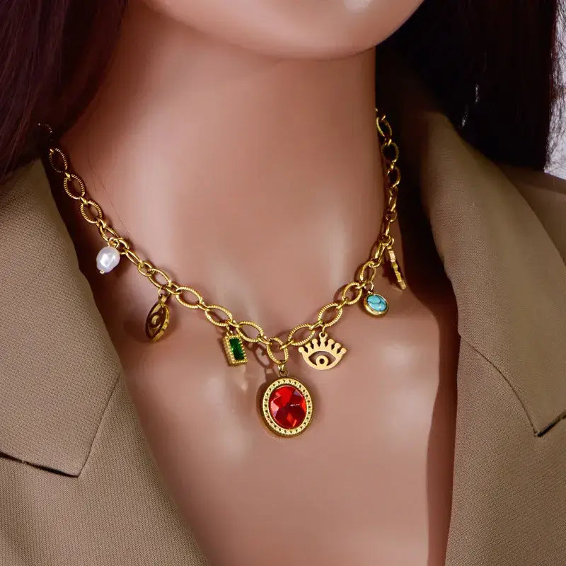 18K Gold Plated Heart Charm Necklace Jewelry