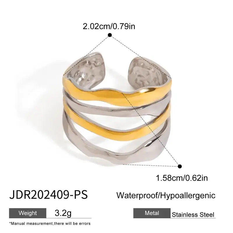 Silver & Gold Stacked Ring – Stainless Steel