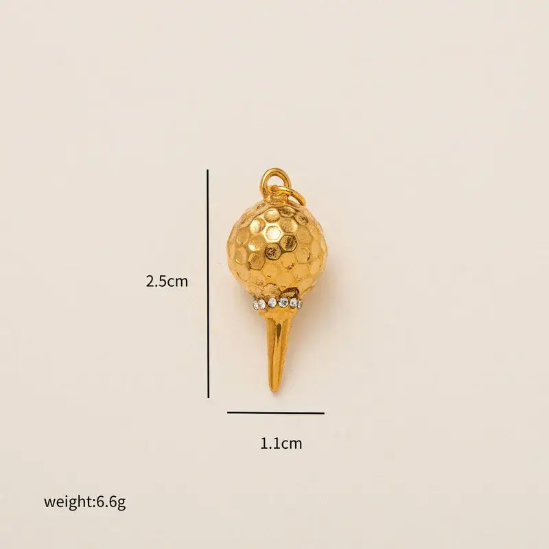 Golf Charm Stainless Steel Charm Bar Golf Ball Tee