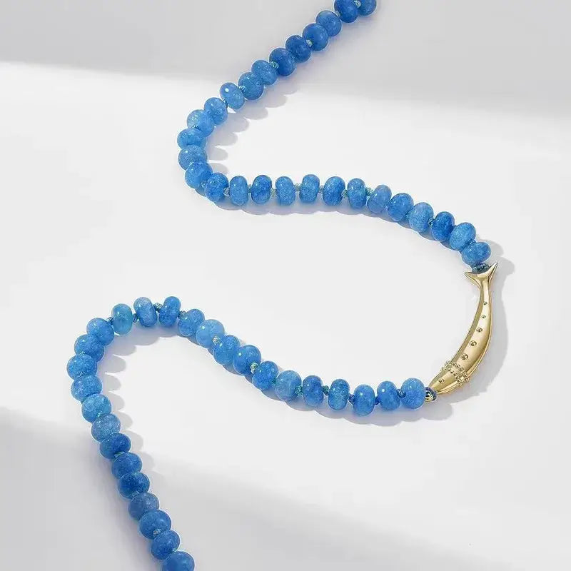 Blue Aventurine Beaded Fish Necklace – Coastal Jewelry