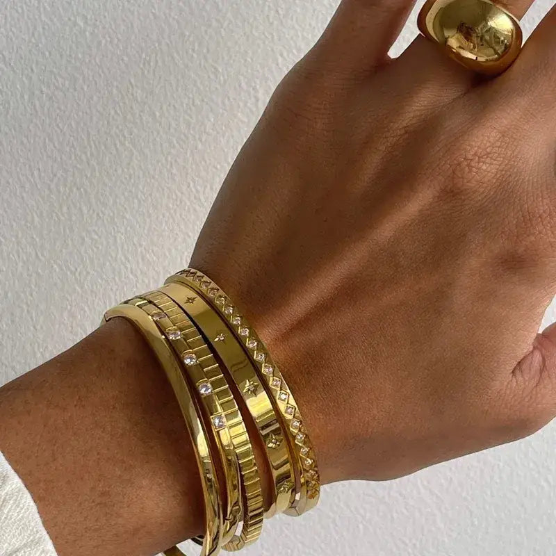 Minimalist Gold Plated Stainless Steel Bracelet Bangle Cuff