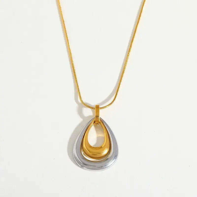 Tear Drop Necklace in Gold and Gold/Silver Jewelry Pendant