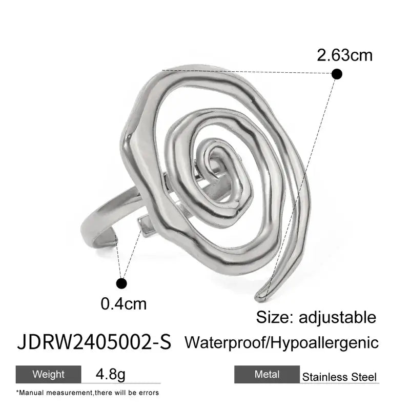 Silver and Gold Swirl Spiral Ring