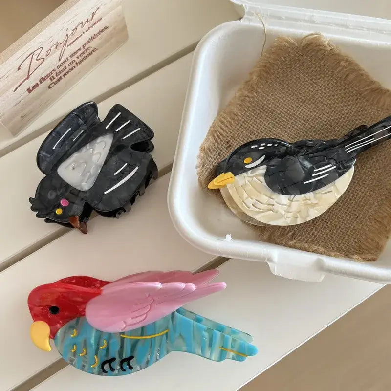 Cute Bird Acetate Hair Claw Clips for Women
