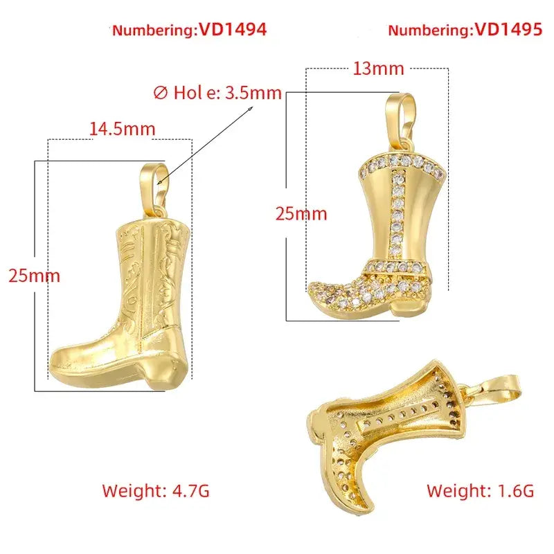 Cowboy Boot Pendant Charm for Charm Necklace