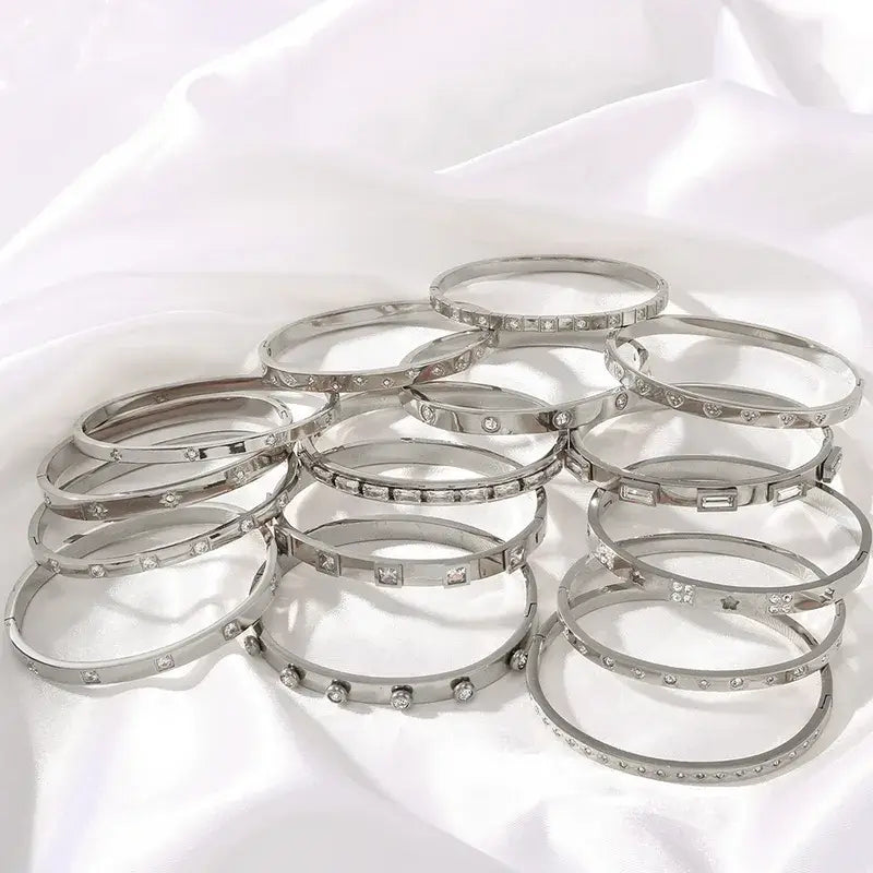Silver Bangle Bracelets Stainless Steel Bracelet Silver