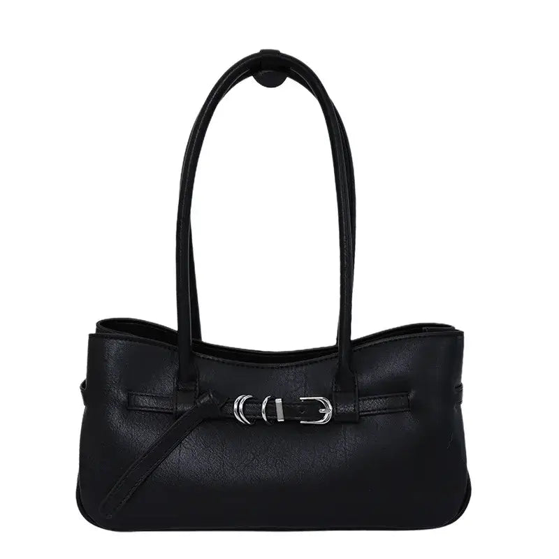 Y2K Buckle PU Leather Shoulder Bag – Multiple Colors