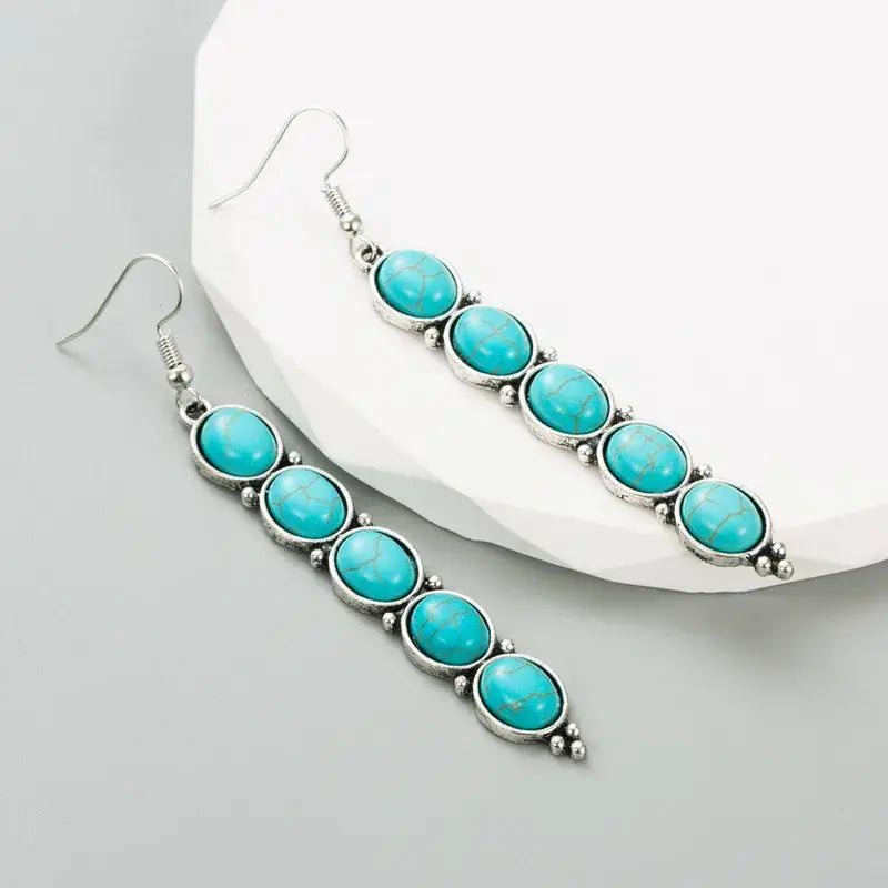 Drop Western Turquoise Color Earrings in Teal or White