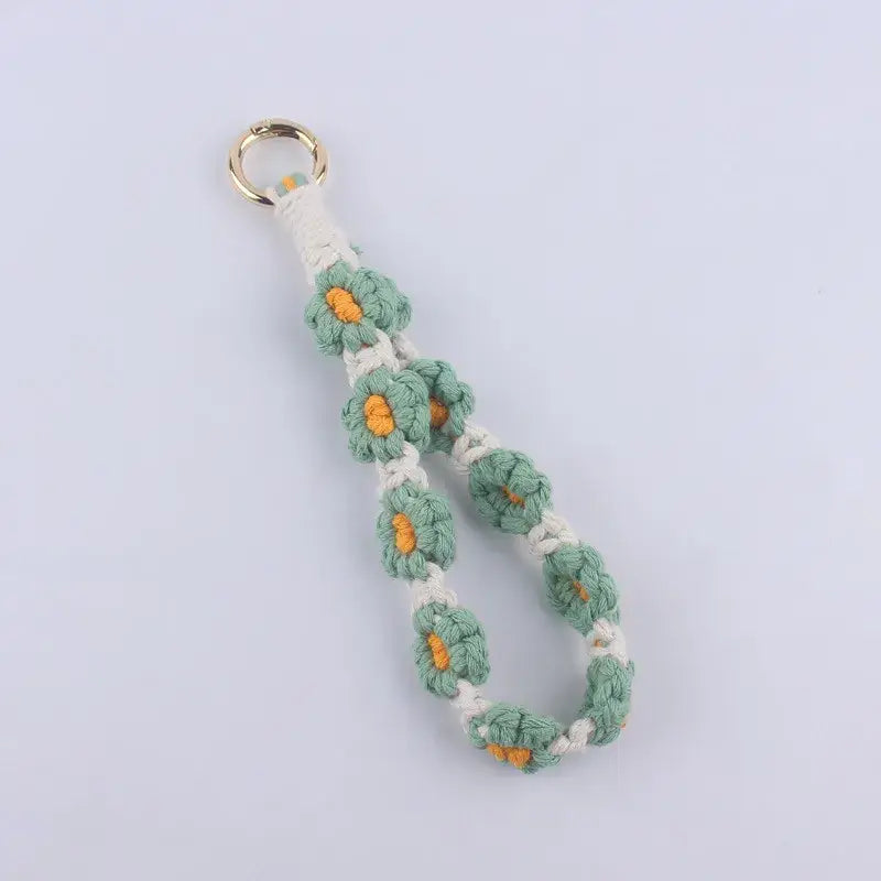 Daisy Flower Cotton Keychain Wristlet Key Holder