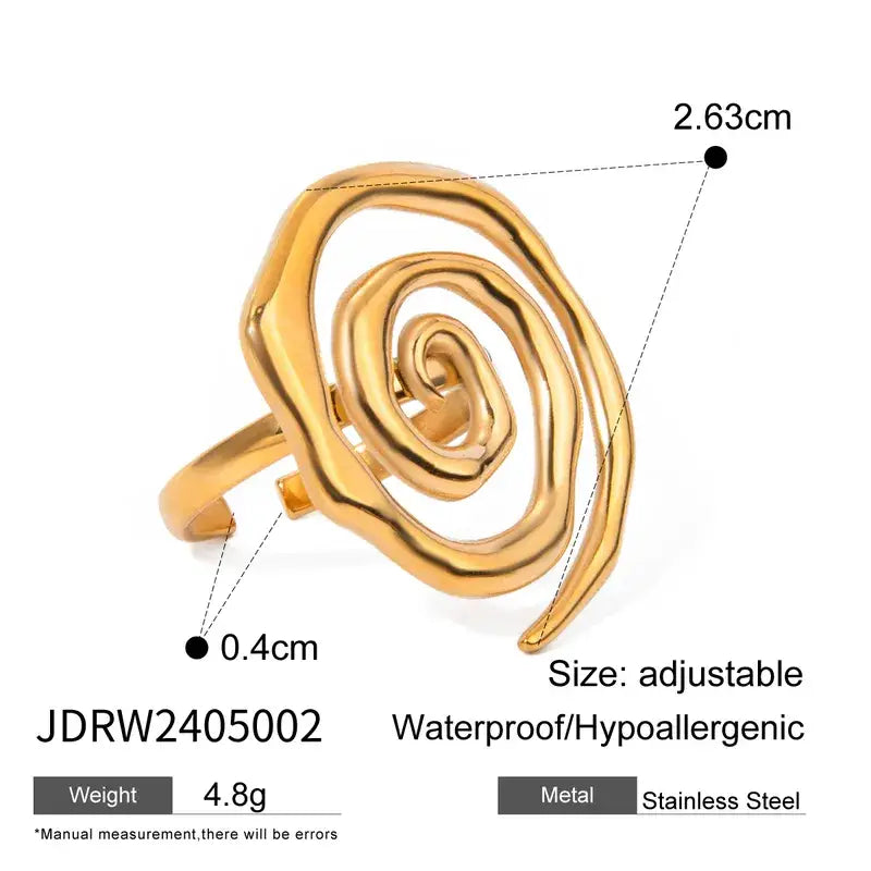 Silver and Gold Swirl Spiral Ring