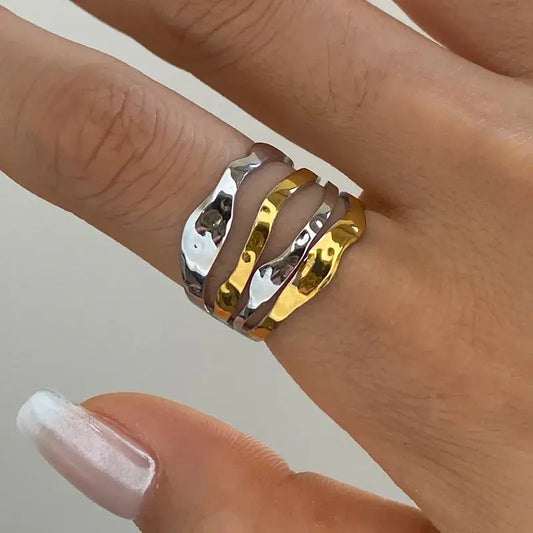 Silver & Gold Stacked Ring – Stainless Steel