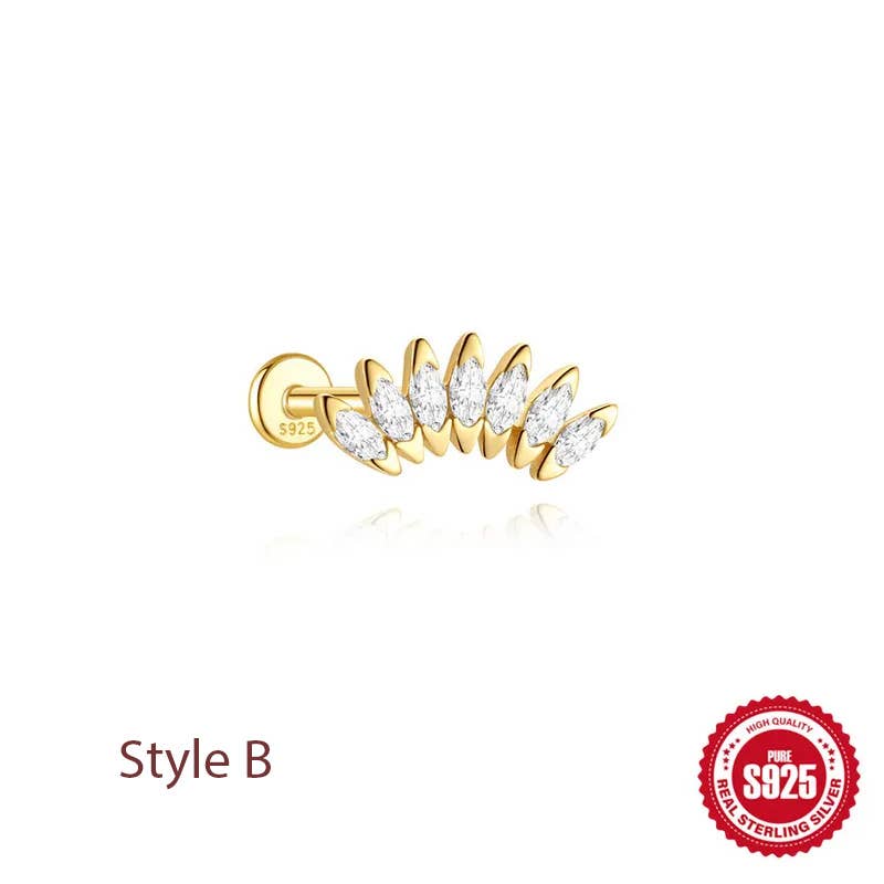 Sterling Silver Gold Tassel Stud Earrings