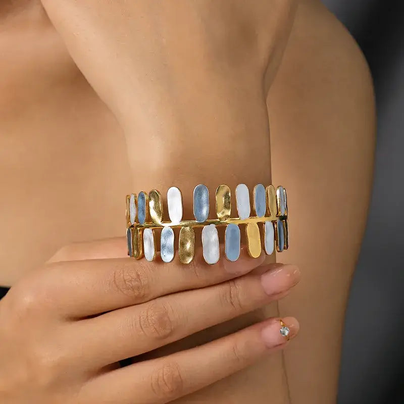 18K Gold Leaf Cuff Bracelet – Stainless Steel