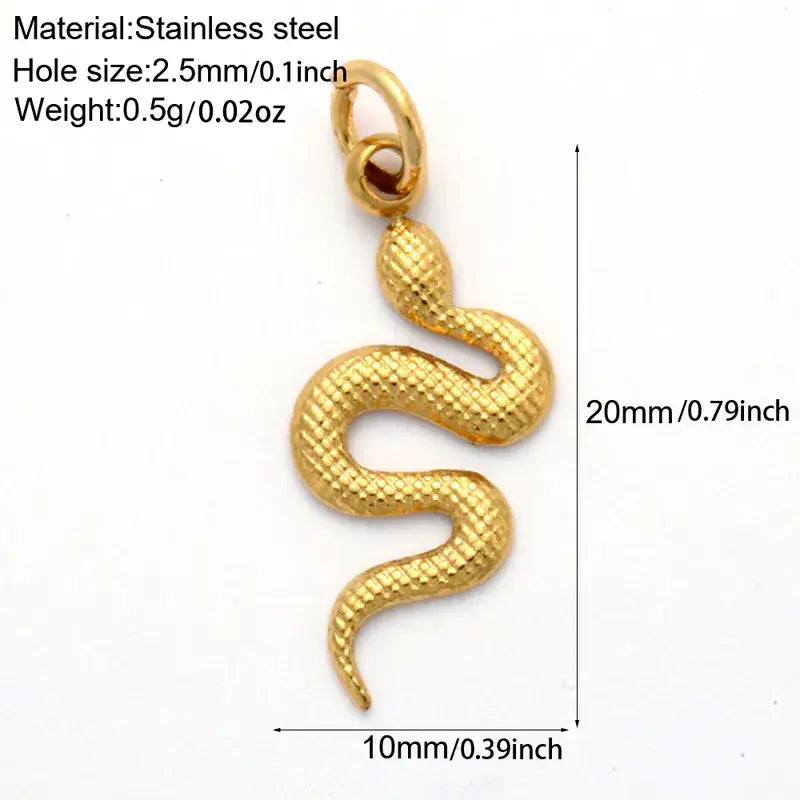 Snake Charm Stainless Steel in Silver or Gold Charm Bar