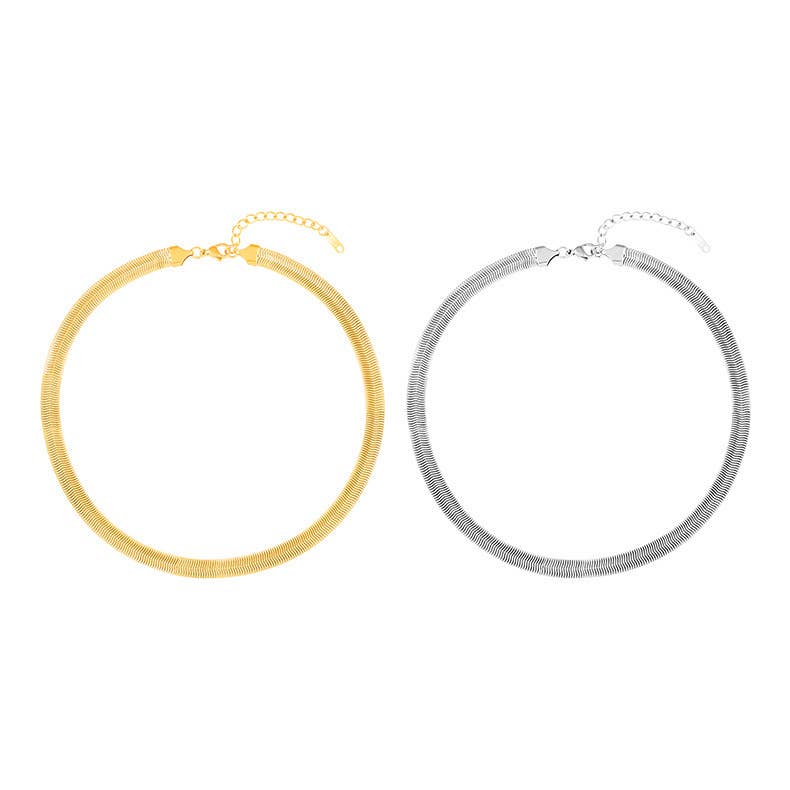 Gold or Silver Mesh Link Gold Plated Stainless Necklace